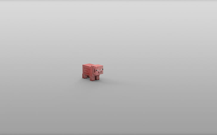 Minecraft Minimal Gray Grey Pig HD, video games, HD wallpaper