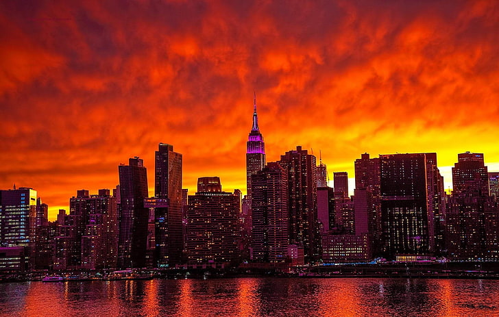 New York City digital wallpaper, city buildings during dawn, cityscape, HD wallpaper