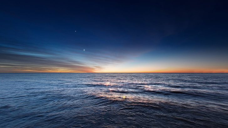 body of water, nature, HDR, sea, sunset, sky, horizon, horizon over water