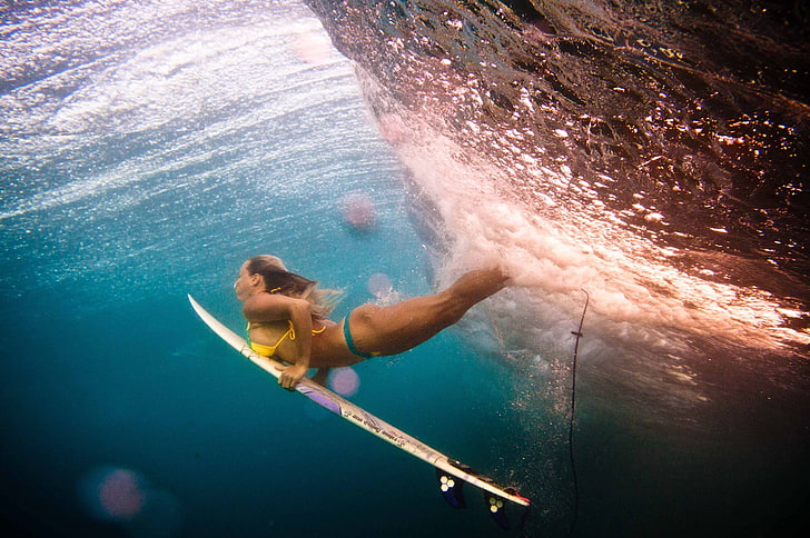 girls-women-sexy-blonde-surfing-underwater, sports, HD wallpaper