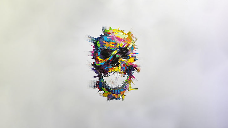 multicolored skull illustration, abstract, multi colored, creativity