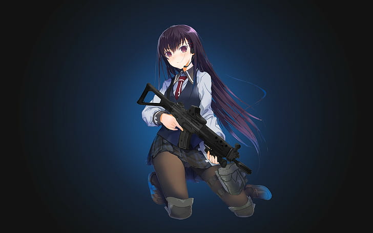 anime, anime girls, weapon, gun, rifles, original characters, HD wallpaper