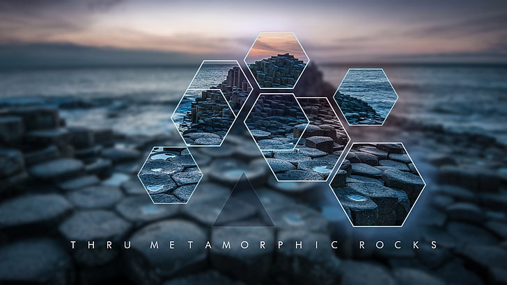 polyscape, rocks, sea, Giant's Causeway, Ireland, water, horizon over water, HD wallpaper