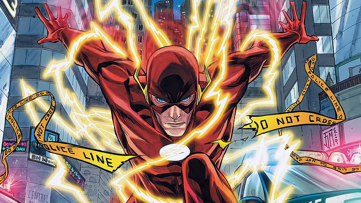 The Flash digital wallpaper, DC Comics, motion, multi colored
