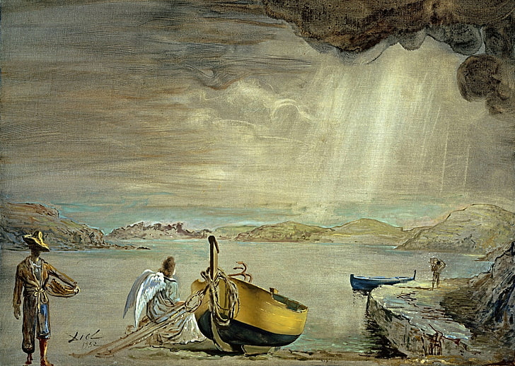 surrealism, boat, picture, Salvador Dali, Angel Port Ligata