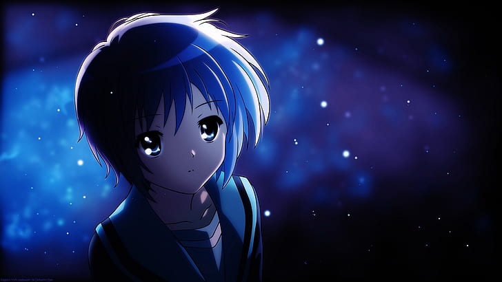Hd Wallpaper Anime Blue Face Haruhi Suzumiya Hd Blue Hair Anime