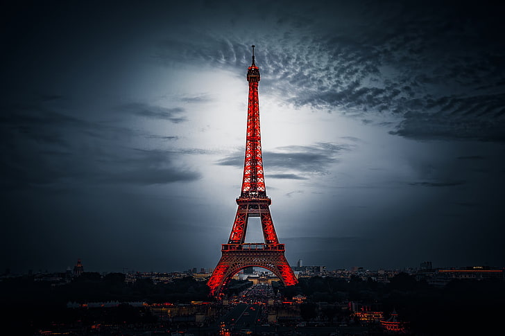Eiffel Tower, Paris, cityscape, France, sky, night, famous Place