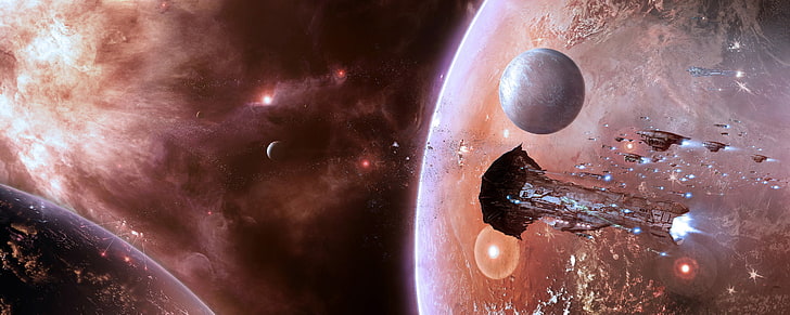 universe illustration, space, EVE Online, spaceship, Amarr, video games, HD wallpaper