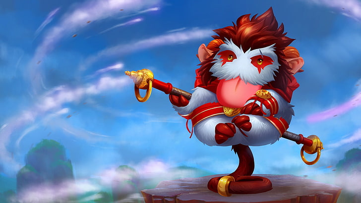 red and white monkey animated character, League of Legends, Poro, HD wallpaper