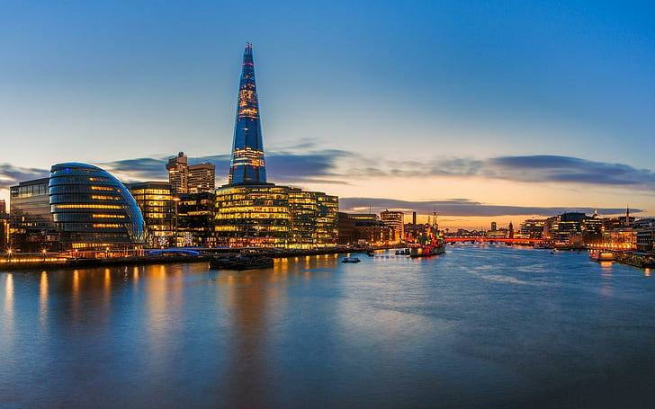 Sunset In London, cirtscape by water, lovely, view, saiuling