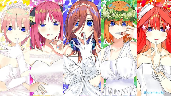 anime, anime girls, 5-toubun no Hanayome, Nakano Ichika, Nakano Itsuki, HD wallpaper