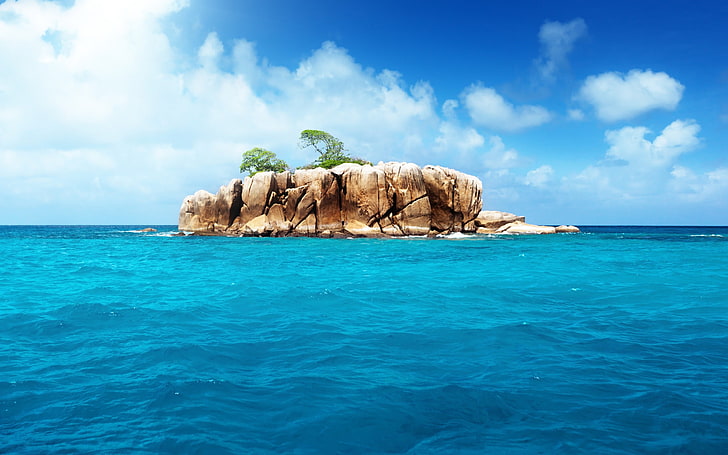 brown island wallpaper, Earth, sea, water, sky, scenics - nature, HD wallpaper