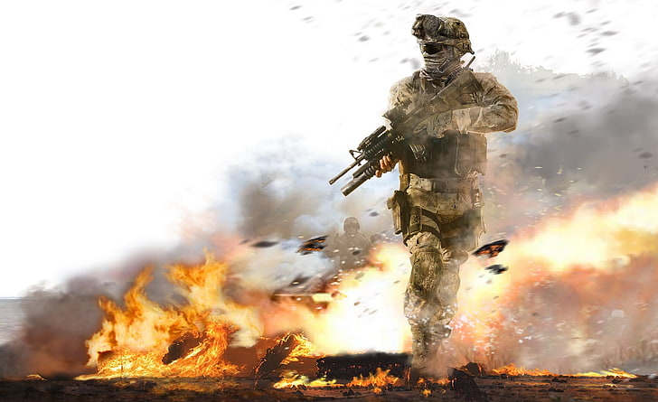 Modern Warfare 2 Fire, soldier digital wallpaper, Games, Call Of Duty, HD wallpaper