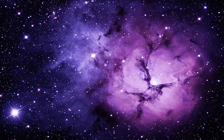purple galaxy digital wallpaper, space, light, stars, 2560x1600, HD wallpaper