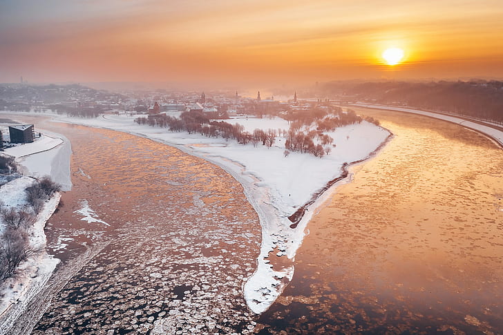 winter, Lithuania, Kaunas, HD wallpaper