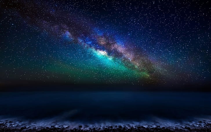 Milky Way Galaxy from the Canary Islands, ocean, sky, night, stars, HD wallpaper