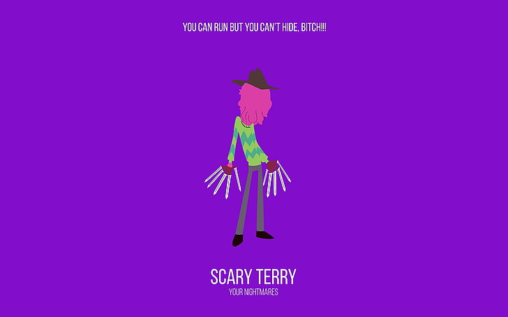 Scary Terry wallpaper, Rick and Morty, minimalism, cartoon, purple