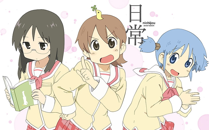 Nichijou, Naganohara Mio, Mai Minakami, Aioi Yuuko, anime, communication, HD wallpaper