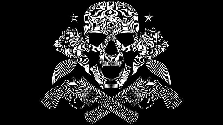 white, vector, black, pirates, gun, skull, gangsters, HD wallpaper