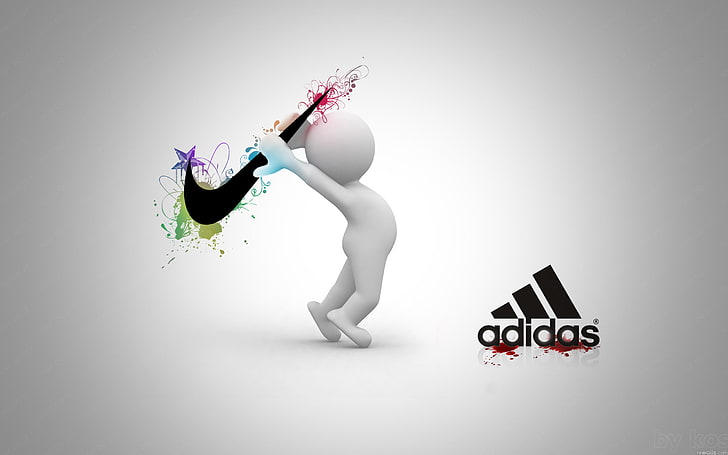 adidas and Nike logos, battle, brand, photo., abstract, illustration