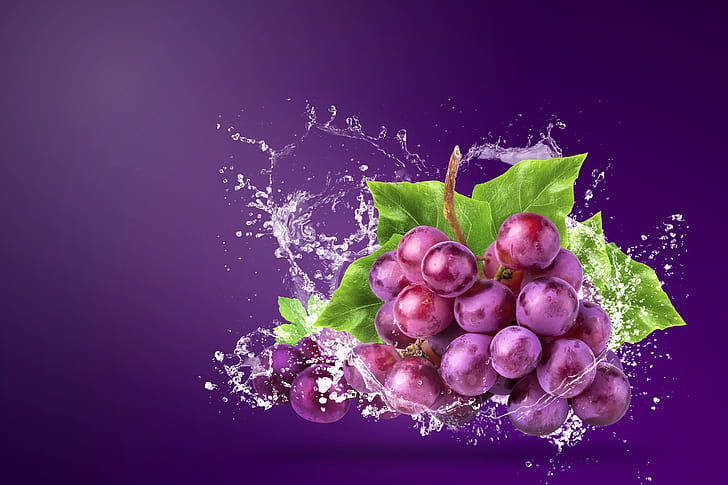 water, squirt, background, grapes, bunch