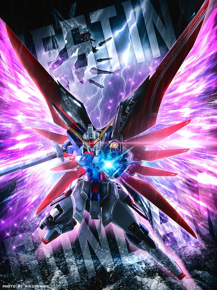 anime, Gundam, robot, Destiny Gundam, Mobile Suit Gundam SEED Destiny, HD wallpaper