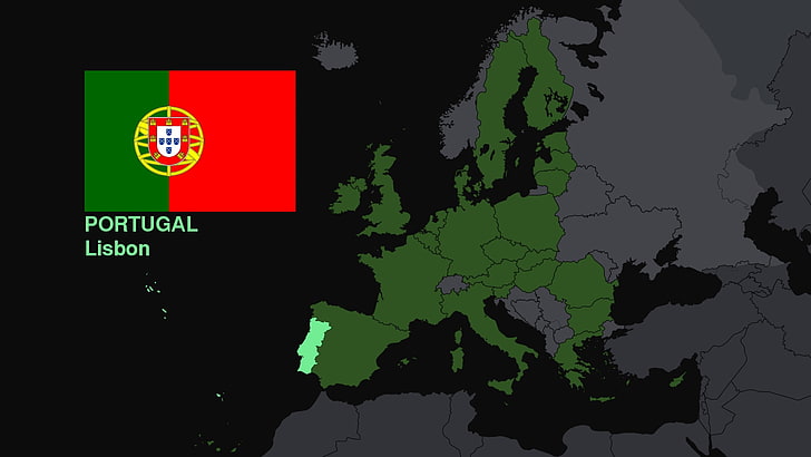 Portugal, Europe, map, flag, communication, no people, text, HD wallpaper