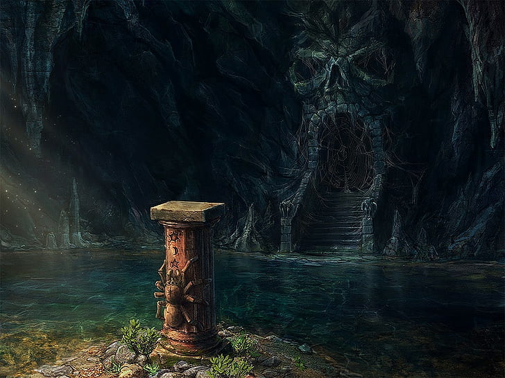 fantasy art, cave, water, nature, no people, beauty in nature