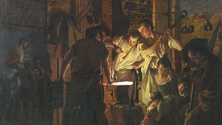 Joseph Wright, classic art, group of people, art and craft