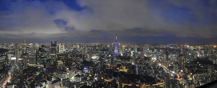 city buildings and structures during nighttime, tokyo, tokyo, HD wallpaper