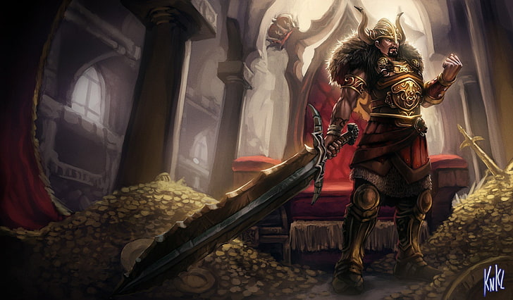 games, league, legends, paintings, riot, tryndamere, video, HD wallpaper