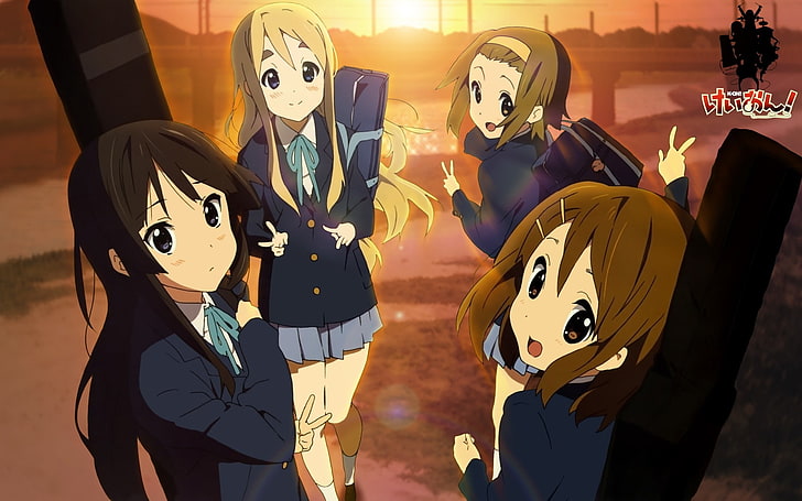 K-ON!, anime girls, Akiyama Mio, Tainaka Ritsu, Kotobuki Tsumugi, HD wallpaper