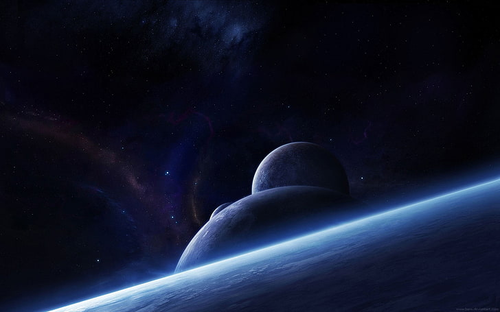 planets digital wallpaper, space, science fiction, night, astronomy