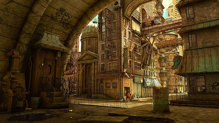 fantasy city, artwork, HD wallpaper