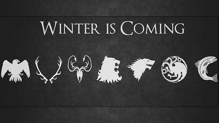winter is coming illustration, Game of Thrones, sigils, text
