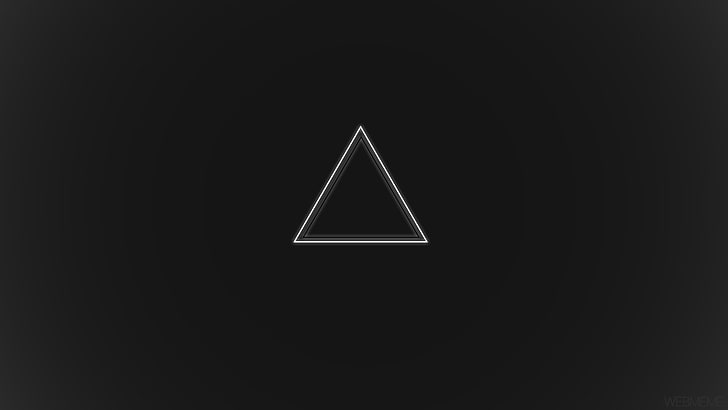 triangle shape illustration, minimalism, gray, geometry, black, HD wallpaper