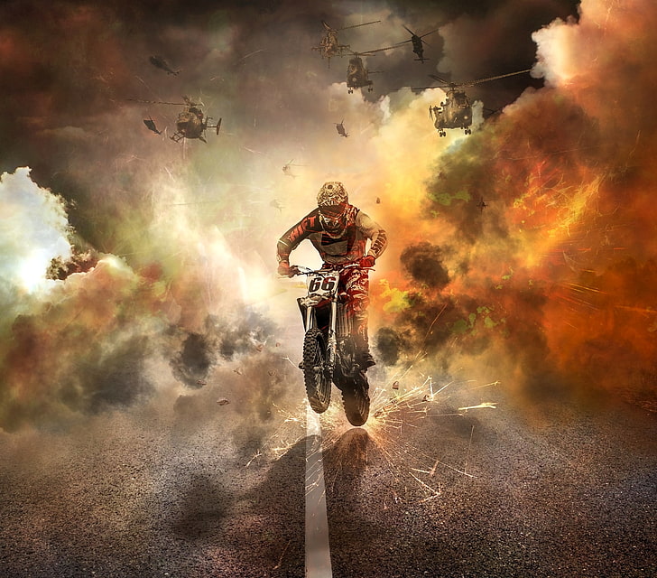 person riding motocross dirt bike wallpaper, motorcyclist, motorcycle, HD wallpaper
