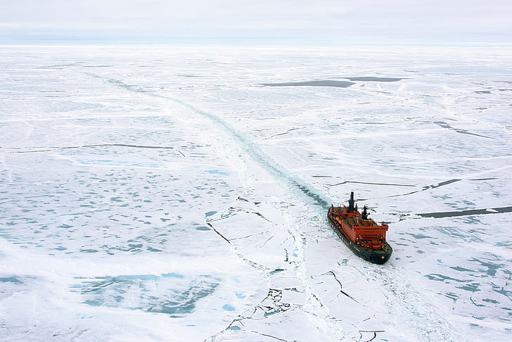 ice, Arctic, ship, icebreakers, Rosatom, Nuclear-powered icebreaker, HD wallpaper