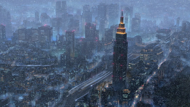 Empire State Building painting, Kimi no Na Wa, Your Name, landscape