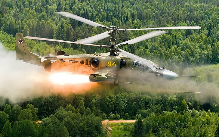 Military Helicopters, Kamov Ka-52 Alligator, tree, mode of transportation