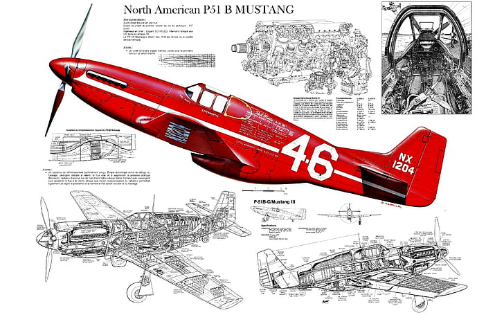 North American P-51 Mustang, Sketches, Airplane, Cockpits, 2560x1600