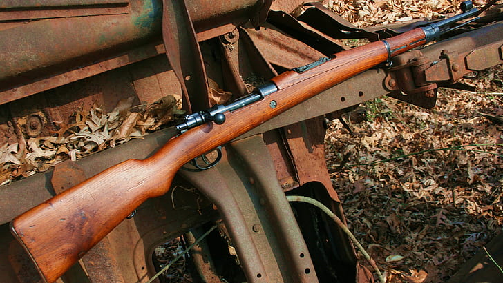 m24 mauser, metal, no people, day, nature, weapon, rusty, field, HD wallpaper