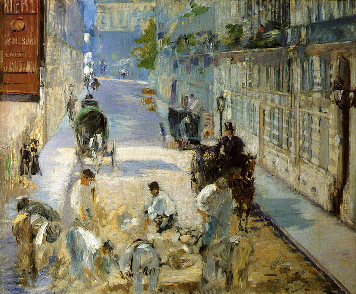 street, picture, working, repair, the urban landscape, Edouard Manet, HD wallpaper