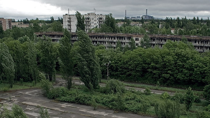 Chernobyl, Pripyat, plant, tree, architecture, building exterior