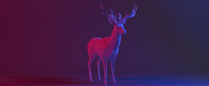 Low Poly Deer, Artistic, 3D, cinema 4d, ericarts, animal, wild