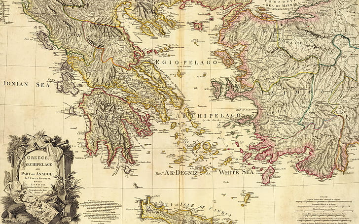 Greece, old maps, 1791, Map Of Greece, Archipelago and part of Anadoli, HD wallpaper