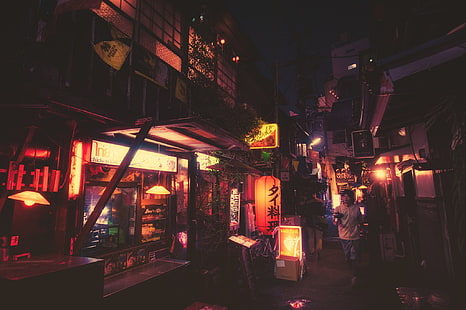 HD wallpaper: Japan, street, street light, urban, dark | Wallpaper Flare