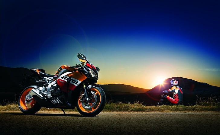 Honda CBR Motorcycle, red Repsol sport bike, Motorcycles, transportation