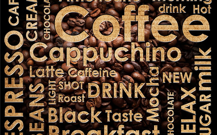 coffee cappuchino advertisement, typography, artwork, text, communication, HD wallpaper