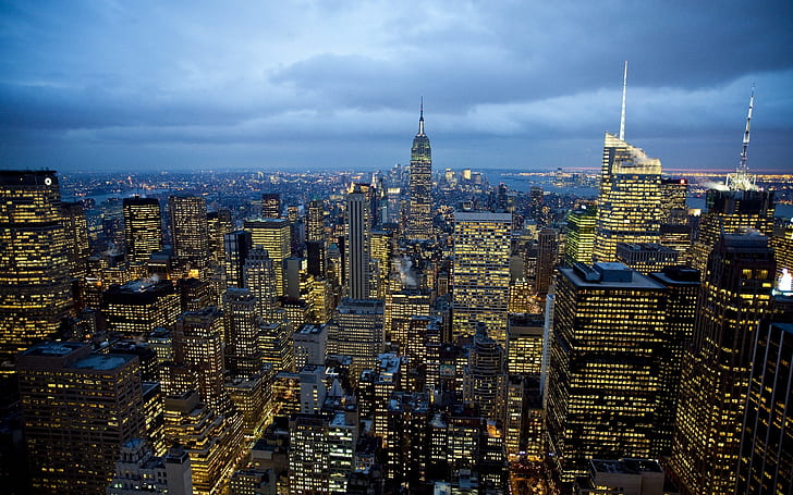cityscape, lights, skyscraper, New York City